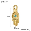 Golden Hamsa hand stainless steel pendant with blue zircon center and 1.3cm height - Orange Zirconia Mini Gold Hamsa Hand Pendant (BP3651B2)