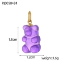 Macro view of purple gummy bear pendant with golden ring showing 1.8cm height dimensions - Purple Bear Pendant With Ring (PJ00584B1)