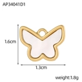 Detailed view of butterfly pendant with white shell inlay, size 1.6cm by 1.3cm - Butterfly Shaped Pendant (AP43060D1)