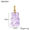 Detail view of purple gummy bear pendant with size 1.8x1.2cm and weight 1.6g measurements - Deep Purple Bear Pendant With Ring (PJ00584B3)