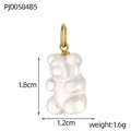 Detailed size view of translucent bear pendant showing 1.8cm height and 1.2cm width - White Matte Bear Pendant (PJ00584B5)