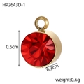 Detail shot of 0.5cm round red birthstone pendant with dimensions and weight info - Red Pendant (HP2643D-1)