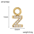 Vue macro du pendentif lettre Z en or 18K avec zircons sertis et anneau bélière - Style Lettre Z (XP1879DZ)