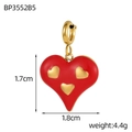 Detailed size and weight view of red heart high heel pendant with gold accents - Red Heart Style (BP3552B5)