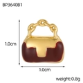Detailed view of 1.0cm gold handbag charm with red enamel finish for DIY jewelry - Dark Red Handbag Style (BP3640B1)