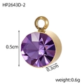 Detail of round purple birthstone pendant in gold setting with 0.5cm size specifications - Dark Purple Pendant (HP2643D-2)