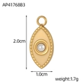 Dettaglio macro del ciondolo occhio del male dorato con perla e bordo granulato - Forma Occhio Oro Malocchio Perla Artificiale (AP41768B3)