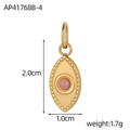 Vista dettagliata del ciondolo occhio in oro con pietra rosa e misure di 2,0 cm x 1,0 cm - Forma Occhio Oro Malocchio Pietra Rosa (AP41768B-4)