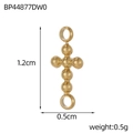 Goldener Perlenkreuz-Anhänger mit Verbindungsschlaufen, 1.2x0.5cm groß und 0.5g schwer - Goldener Rundkugel Kreuz Zubehörverbinder (BP44877DW0)