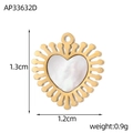 Macro-opname van hartvormige hanger met witte schelp en afmetingen van 1,3 cm - Ster Hart Schelp Hanger (AP33632D)