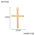 Vue détaillée du pendentif croix en acier doré avec dimensions de 3,4cm sur 2,1cm - Croix Cylindrique (HP1973D)
