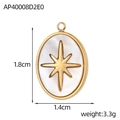 Detalle de colgante ovalado de estrella dorada con nácar blanco, 1,8cm por 1,4cm - Estilo Estrella Ovalada(AP40008D2E0)