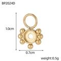Detailansicht Gold-Edelstahlstern-Anhänger, 1,0cm x 0,7cm, für DIY-Schmuckherstellung - Goldener Hohler Perlen Dekor Runder Anhänger Zubehör (BP2024D)