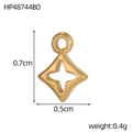 Detailed view of a small golden star pendant with dimensions 0.7cm x 0.5cm and 0.4g weight - Cross Star Pendant Style (HP48744B0)