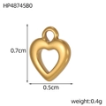 Detailed view of a small golden heart pendant with dimensions 0.7cm by 0.5cm and matte finish - Hollow 3D Heart Style (HP48745B0)