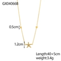 Golden starfish pendant necklace with cubic zirconia and 45cm adjustable chain - White Rhinestone Starfish Necklace (GX04066B)