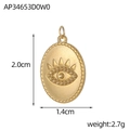 Vue détaillée du pendentif ovale Evil Eye baroque doré, dimensions de 2,0x1,4 cm - Style Ovale Oeil de Turquie Vintage (AP34653D0W0)