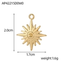Macro shot of 2.0x1.7cm golden stainless steel compass star pendant with dimensions - Octagonal Star Compass Radiating Pendant (AP42215D0W0)