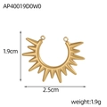 Detailed dimensions of the gold stainless steel sunburst charm showing 2.5cm width and weight - Gold Sun Spike Style(AP40019D0W0)