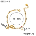 Bracciale boho dorato a strati con perline turchesi e ciondoli a stella marina - Braccialetto Doppio Strato Conchiglia Stella (GS03591B)