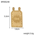 Detailweergave van een gouden rechthoekige hanger met boze oog en de afmetingen - Boze Oog Vintage Rechthoek (BP00024B)
