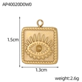 Detailopname van de vierkante gouden hanger van 1,5cm met boze oog en gedraaide rand - Boze Oog Vierkante Hanger (AP40020D0W0)
