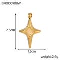 Detailed view of irregular gold stainless steel star pendant with 2.5cm x 1.5cm measurements - Polished Four-Point Star Concave Pendant (BP000098BW)