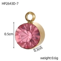 Macro detail of 5mm round pink cubic zirconia pendant with dimensions and weight - Rose Pink Pendant (HP2643D-7)