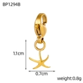 Golden lobster clasp charm with a small starfish pendant for DIY jewelry making - Bright Gold Starfish Style (BP1294B)