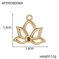 Macro view of gold lotus charm showing dimensions 1.3cm by 1.4cm and weight 1.2g - Gold Hollow Lotus (AP39938D0W0)