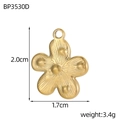 Macro shot of golden stainless steel flower pendant with dimensions 2.0cm and weight 3.4g - Radial Texture Flower Style (BP3530D)