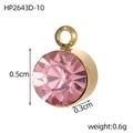 Macro shot showing dimensions of 0.5cm pink birthstone pendant with gold metal plating - Pink Pendant (HP2643D-10)