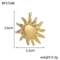 Gold stainless steel sun flower pendant with 18K plating, 3.6cm height, 3.3cm width - Cast Texture Sun Style (BP3728B)