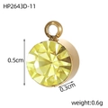 Detailed view of 0.5cm round yellow crystal pendant with golden base and dimensions - Yellow Pendant (HP2643D-11)