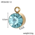 Macro view of light blue birthstone charm in gold setting showing dimensions 0.5cm height - Aqua Blue Pendant (HP2643D-12)