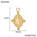 Detaillierte Größentabelle für den goldenen Rautenanhänger mit Maßen von 1,4 cm mal 0,9 cm - Goldener Rauten Ovaler Konkaver Milgrain Anhänger (BP2604B)