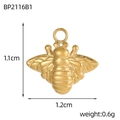 Golden bee pendant detail showing dimensions 1.2cm x 1.1cm and 0.6g weight - Bee Shape Pendant (BP2116B1)