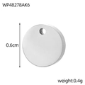 Detailweergave van 6mm gepolijste roestvrijstalen ronde bedel voor het maken van sieraden - Diameter 0.6cm / Zilver Stijl (WP48278AK6)