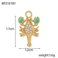 Detailed lobster pendant with green enamel claws and white rhinestones, size 1.7x1.2cm - Gold Green Claw Lobster (BP2161B1)
