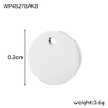 Detail van een gepolijste roestvrijstalen ronde hanger van 0,8 cm met gat en zilveren finish - Diameter 0,8 cm / Zilver Stijl (WP48278AK8)