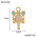 Golden lobster pendant with white rhinestones and blue enamel details showing 1.7cm size - Gold Blue Claw Lobster (BP2161B2)
