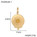 Gedetailleerde weergave van ovale zonnehanger met gele steen en afmetingen in goud - Gele Zon Patroon Stijl (FP28963B-7)