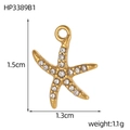 Gold starfish pendant with white zircons 1.5cm by 1.3cm charm for jewelry DIY - White Starfish Pendant (HP3389B1)