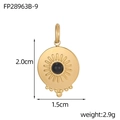 Gedetailleerde afmetingen van de vintage gouden hanger met zwarte steen en zonpatroon - Zwarte Zon Patroon Stijl (FP28963B-9)