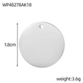 Vista dettagliata di un ciondolo tondo in acciaio inossidabile lucido da 1,8 cm con foro - Argento 18mm (WP48278AK18)