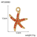 Gold starfish charm pendant with orange pavé crystals for necklaces or bracelets - Orange Starfish Pendant (HP3389B3)