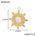 Detailoverzicht van 2,5 cm gouden sterhanger met parelmoer inleg en maataanduidingen - Sterrenveld Stralende Ronde Hanger (BP00056B)