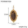 Detail van ovale tijgeroog hanger met afmetingen van 2,5 cm bij 1,5 cm grootte - Tijgeroog Ovale Stijl (FP29068D10Q0)