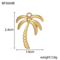 Goldener Palmenanhänger Maße 2.4cm x 1.9cm aus poliertem Edelstahl für Halsketten - Polierte Kokosnussbaum Design (BP3660B)