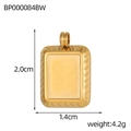 Detailed view of golden rectangular pendant showing dimensions and textured matte finish - Rectangular Diagonal Pattern (BP000084BW)